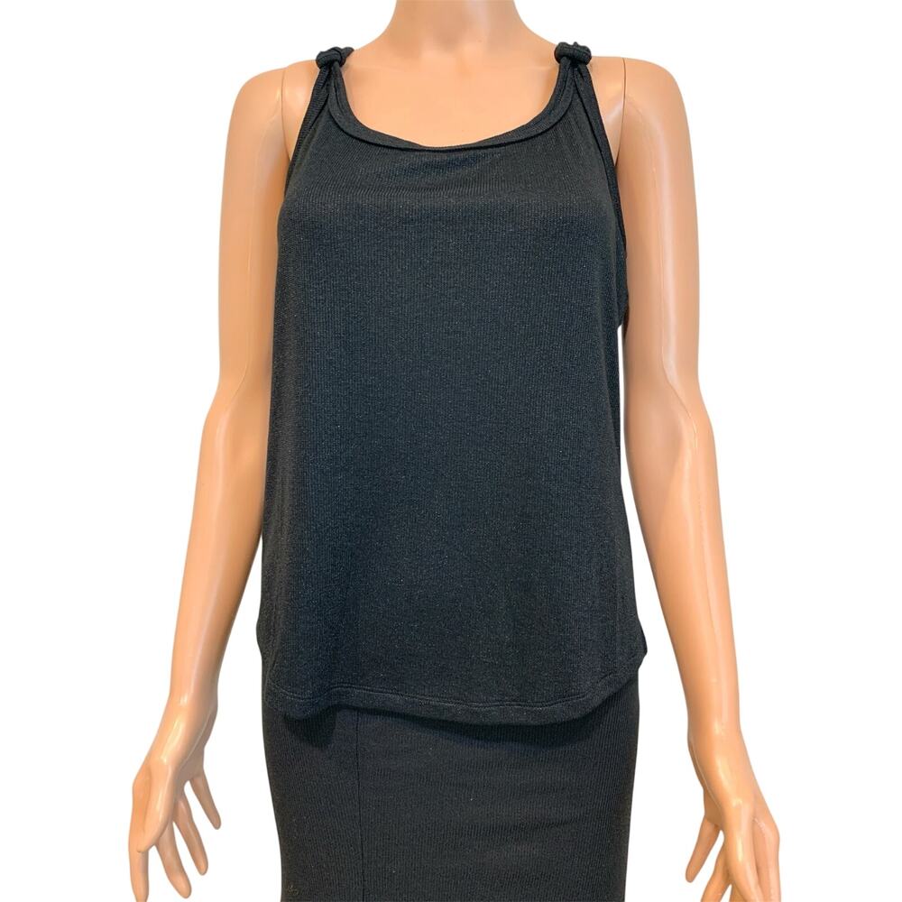 WHBM small ribbed knot strap shimmer tank blouse top TS 3376